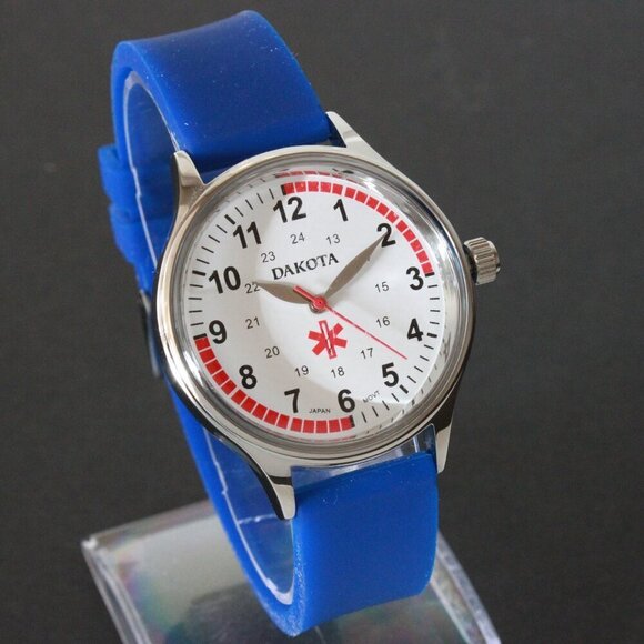 Dakota RN Quartz Nurse Watch Blue Rubber Strap Japanese Movement 35mm - Picture 2 of 13